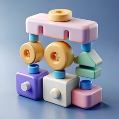 Sticker - Colorful 3D blocks stacked to form a unique and playful structure.