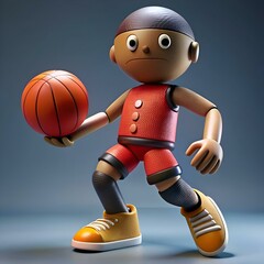 Poster - Fun 3D illustration of a cartoon basketball player holding a ball. perfect for sports related projects. websites. or social media.