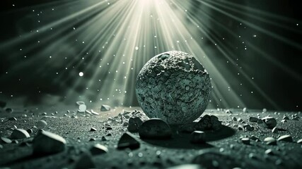 Wall Mural - exploring a distant moon's surface under brilliant light in a cosmic landscape full of rocks and min