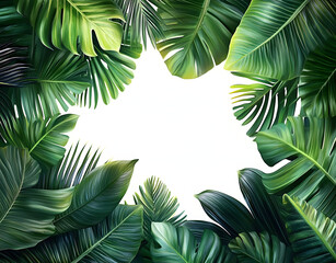 Wall Mural - png tropical leaves border backgrounds pattern drawing
