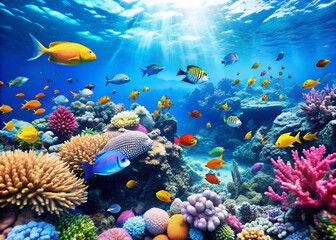 coral reef and fish in the red sea. egypt.