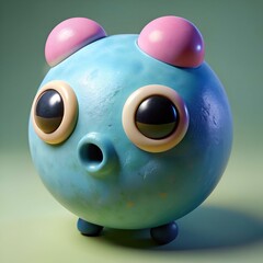 Sticker - Cute 3D character with big eyes and a surprised expression.