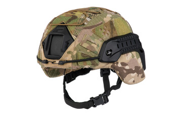 camouflage military helmet white background