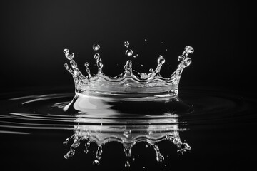 Wall Mural - Water splash in the shape of a crown on a black background,