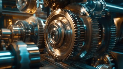 Poster - Close-Up of Industrial Gears