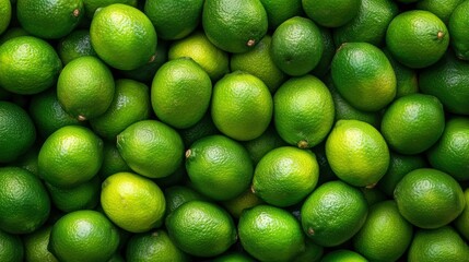 A display of vibrant green limes (Citrus aurantiifolia), perfect for refreshing drinks at the market