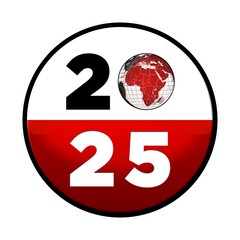 Fototapete - Happy New Year 2025 - button design for year change concept - 3D Illustration