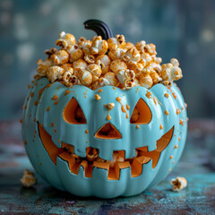 Canvas Print - halloween_pumpkin_with_popcorn