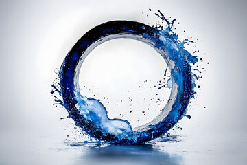 Wall Mural - Circular object with blue paint splatters