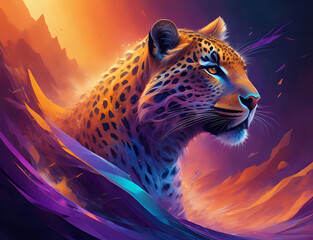 Wall Mural - Leopard im abstrakten Bild