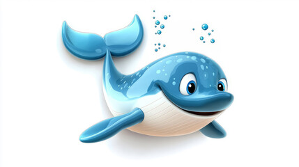 Wall Mural - Cute whale dolphin sticker cartoon isolated on white background