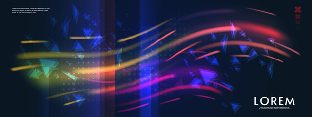 Poster - Horizontal tech background . Vector illustration. Futuristic abstract design for wallpaper, background, banner, invitation, preview, game, web.