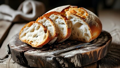 Funky display of sliced moldy bread atop a rustic wooden board