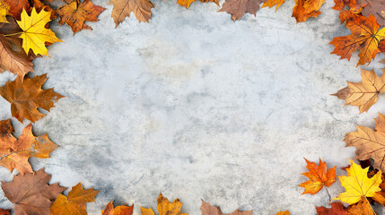 Beautiful empty backdrop with autumn branches and maple leaves