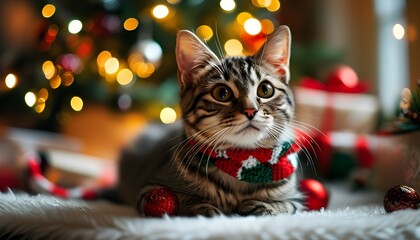 Playful cats celebrating the joy of Christmas