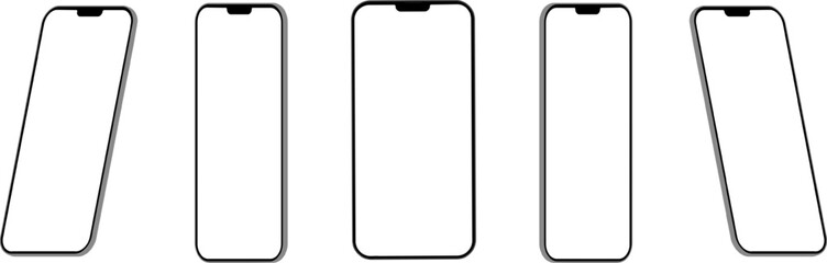 Aufkleber - 3D rendering of mockups smartphones with transparent screen on transparent background. Smartphone mockup collection. Smartphones screen can be used for commercial advertising. Vector EPS 10
