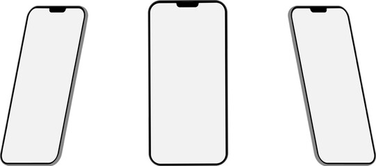 Aufkleber - 3D rendering of mockups smartphones with blank screen on transparent background. Smartphone mockup collection. Smartphones screen can be used for commercial advertising. Vector EPS 10