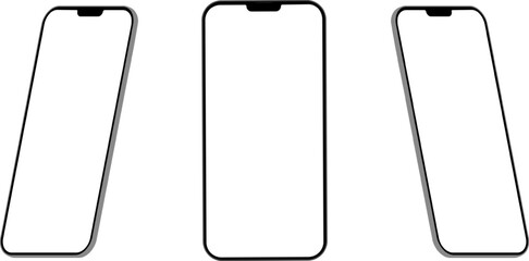 Aufkleber - 3D rendering of mockups smartphones with transparent screen on transparent background. Smartphone mockup collection. Smartphones screen can be used for commercial advertising. Vector EPS 10