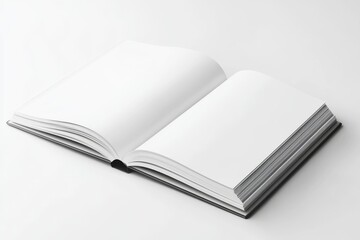 A horizontal format landscape hardcover brochure, book or catalog mockup is isolated on a soft gray background. Illustration in 3D.