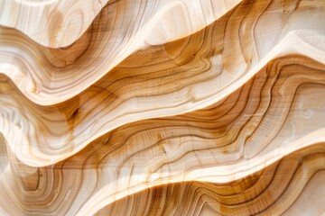 Detailed waves of light wood grain form a smooth, flowing surface, demonstrating expert craftsmanship and a soothing aesthetic.