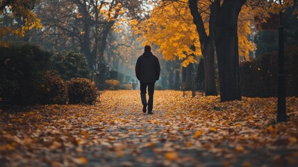 Poster - Autumn Stroll: A Peaceful Passage Through the Golden Woods