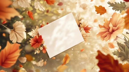 Sticker - Autumn Leaves and Greeting Card