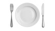 © Jayk - PNG Clean empty white plate with knife and fork, transparent background