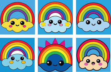 Sticker - Simple colorful cute rainbow vector illustration