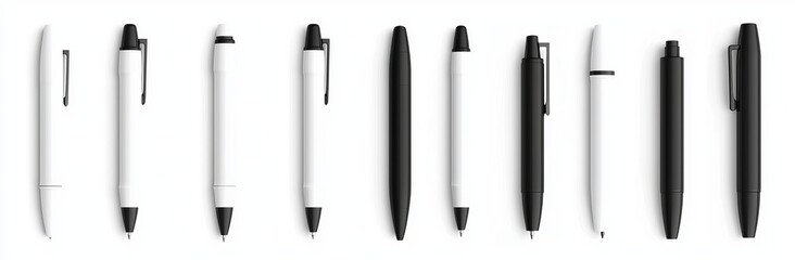 Mockup of a white and black pen isolated on a white background