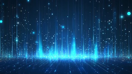 A stunning blue abstract background with dynamic lights and sparkling particles, perfect for technology and digital themes.