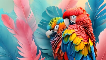 Vibrant Textured Background of Exotic Bird Feathers in Brilliant Hues