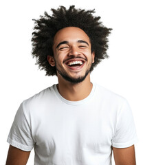 Wall Mural - PNG Happy man laughing portrait.