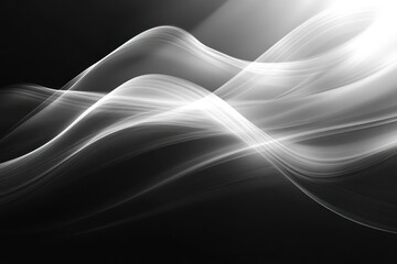 Wall Mural - Abstract White Light Waves on Black Background