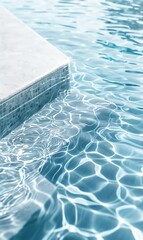 Aufkleber - Serene pool water with gentle ripples reflecting light, perfect for relaxation and summer vibes.