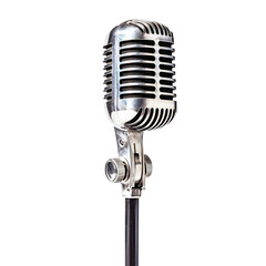 PNG. Vintage metal microphone on transparent background