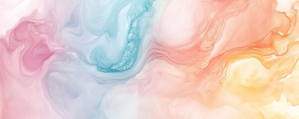 Poster - A vibrant abstract background in soft pastel shades of pink, blue, and yellow, perfect for artistic and creative designs.