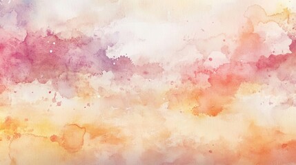 Poster - A beautiful watercolor background featuring soft hues of pink, orange, and cream, perfect for artistic and creative projects.