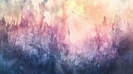 Poster - A mesmerizing watercolor abstract artwork showcasing vibrant hues blending seamlessly, creating an enchanting and dreamlike landscape.