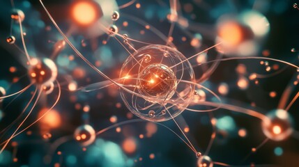 Poster - a dynamic scene showing atoms in a gaseous state, with particles moving freely and colliding in an a
