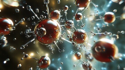 Poster - a dynamic scene showing atoms in a gaseous state, with particles moving freely and colliding in an a