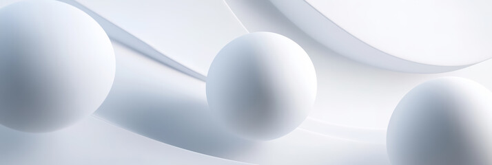 Poster - A futuristic white background with abstract 3D geometric shapes and smooth surfaces