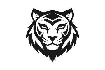 Wall Mural - A Tiger head icon, featuring a modern stylish shape with an underline, set on a solid white background