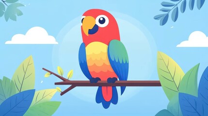 Sticker - Vibrant parrot illustration with a modern twist, showcasing a simple and captivating design, perfect for any art lover.