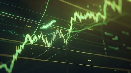 Wall Mural - Financial Growth, Green Checkmark Chart