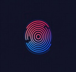 Poster - Colorful graphic of a biometric fingerprint touch on a dark background, representing security, technology, and identity verification in modern digital systems.