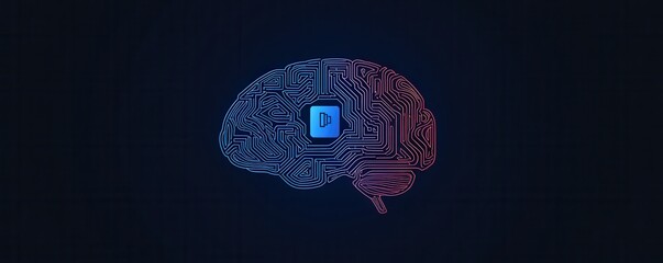 Poster - Futuristic brain circuit graphic representing artificial intelligence and digital thinking