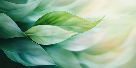 Poster - Beautiful green leaf botanical background in soft pastel colors	