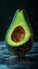 Poster - Avocado with digital network overlay