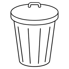 trash can  outline coloring book page line art illustration digital drawing