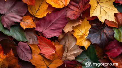 Sticker - Colorful maple leaves background, beginning of autumn,  fall backdrop